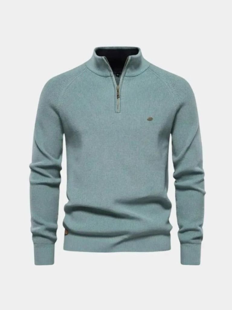 Men’s Knit Sweater – Elegant Quarter Zip Casual Everyday Knitwear