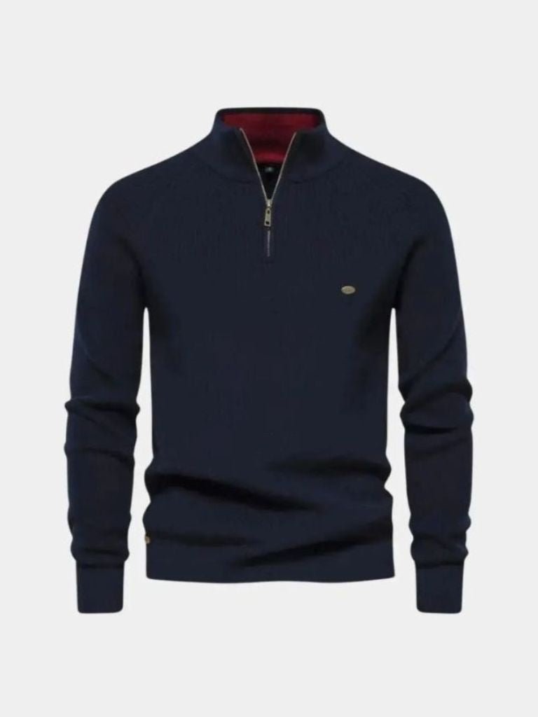 Men’s Knit Sweater – Elegant Quarter Zip Casual Everyday Knitwear