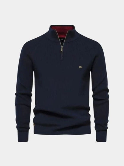 Men’s Knit Sweater – Elegant Quarter Zip Casual Everyday Knitwear